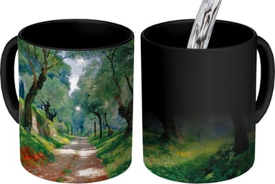 Magische Mok - Foto op Warmte Mokken - Koffiemok - Pad - Bomen - Schaduw - Magic Mok - Beker - 350 ML - Theemok