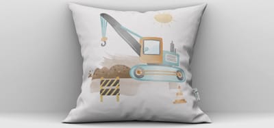 Kussen hijskraan-Kinderkamer decoratie-Kinderkamer accessoires-babykamer-Kussen incl binnen kussen-maat 40x40