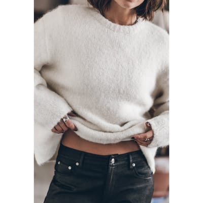 Mikuta The Ecru Fluffy Alpaca Knit Sweater Ecru Größe: XL | Longsleeves Outlet | Damen | Braun