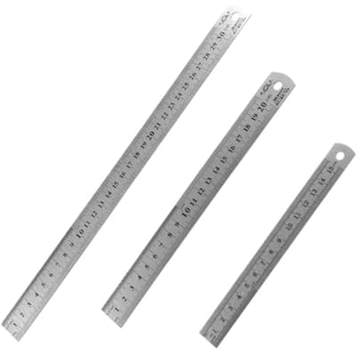 Set van 3 roestvrijstalen linialen 15/20/30 cm - Dubbelzijdig - Precisiemeetinstrument - Techniek, onderwijs, kantoor