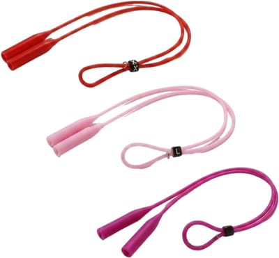 Rood roze brillenkoord brillenbandje dames en heren – siliconen anti slip brillenband met verstelbare schuif – brillenkoord voor zonnebril en leesbril – set van 3 flexibele brillenkoorden