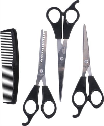 *** 4-delige kappersschaar set - inclusief 2 knipscharen, haarkam en uitdunkam - Kapsalon Hair design - van Heble® ***
