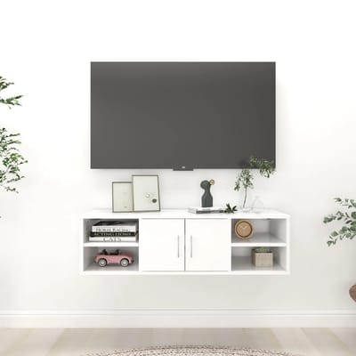 vidaXL - Wandschap - 102x30x29 - cm - bewerkt - hout - wit
