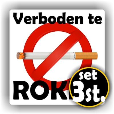 Jerma-Roken Verboden - Stickers - 3 stuks - 1 van 15x15 - 2 van 10x10 cm - Krasbestendig - Vinyl