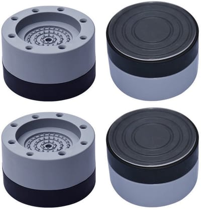 Anti-trillingsmatjes voor wasmachines — Verhogingsmatjes — Stapelbaar — Grijs — Voor wasmachines & drogers — 4-pack