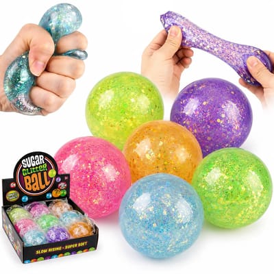 Squishy Maltose glitterbal - 1 exemplaar - Slow Rising - Suikergel - Bekend van - Stressbal - Fidget voor de hand