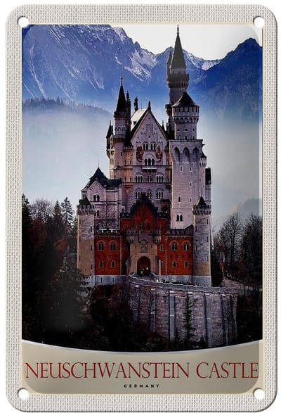 Blechschild Reise 12x18cm Neuschwanstein Schloss Deutschland Schild