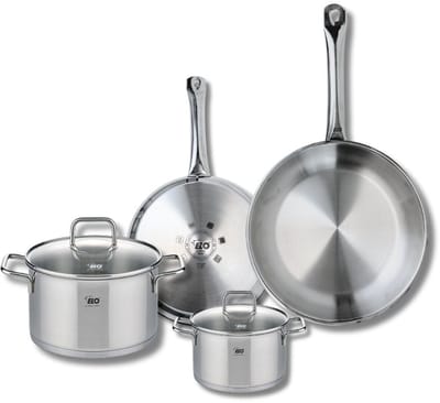Set van 2 Koekenpannen 24 en 28 cm en 2 kookpotten 14 en 20 cm Elo Profi Citrin