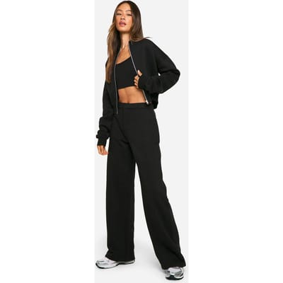 boohoo Dames Hoog 3-delig bomber trainingspak | Black | Maat: 12