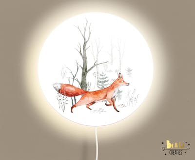 Wandlamp rond forest vos-sfeerverlichting-vos-bos-lamp-kinderkamerdecoraties-woonaccessoires