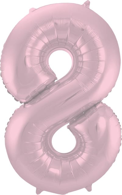 Folat - Folieballon Cijfer 8 Pastel Roze Metallic Mat - 86 cm