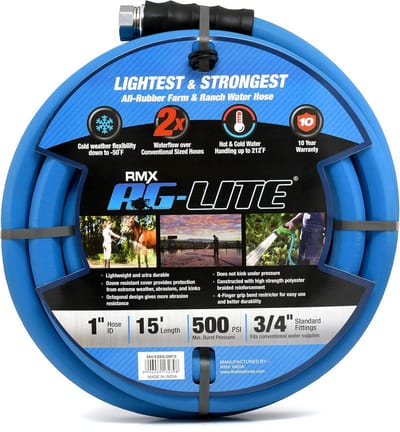 Ultralichte Rubber Tuinslang 1" x 15' - 100% Rubber, Hoge Sterkte, Voor Warm en Koud Water