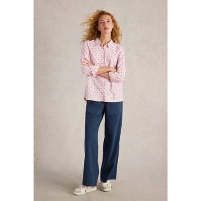 White Stuff Sophie Organic Cotton Shirt Red Multi Maat: 10 | Longsleeves Outlet | Dames | Roze