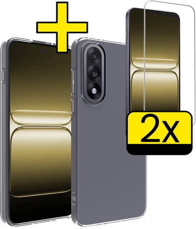Hoesje - Met 2x Screenprotector - Geschikt voor OnePlus Nord 5 - Sterk & Shockproof - Back Cover - Siliconen Case - Telefoon Hoes - Telefoonhoesjes - Transparant