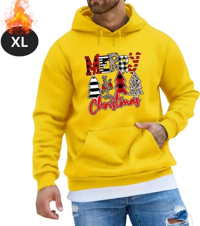 Bovista Kersttrui - Heren - Foute Kersttrui - Christmas Sweater - Kerst Sweater - Christmas Jumper - Hoodie - Geel - XL