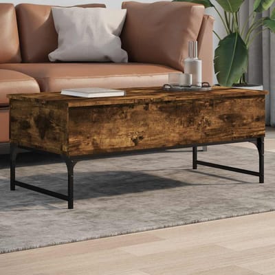 vidaXL - Salontafel - 100x50x40 - cm - bewerkt - hout - en - metaal - gerookt - eiken