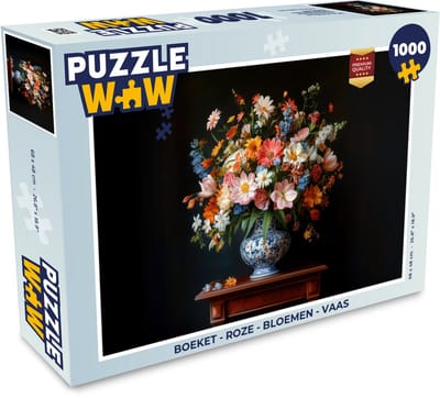 Puzzel Boeket - Roze - Bloemen - Vaas - Legpuzzel - Puzzel 1000 stukjes volwassenen