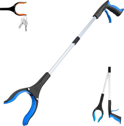 Grijper en grijper - 32 inch - extra lange opvouwbare grijper en grijper - Zware grijper - voor opraapstokken voor senioren, afval, herstel na een operatie, must-haves en cadeaus - blauw