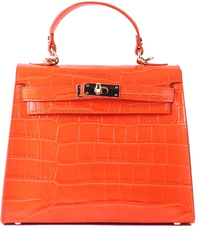 Giuliano lederen schoudertas Florine - Kroko - Made in Italy - Dames - Oranje