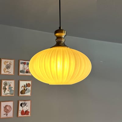 Bamyum Elegant Glazen Enkele Kroonluchter Retro Wit Hanglamp