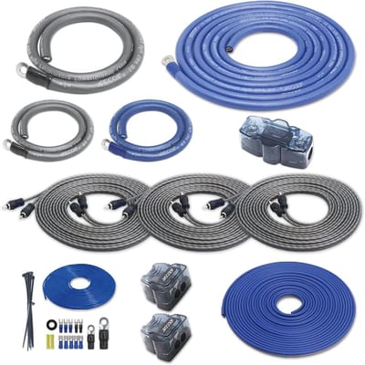 Audio Kabel Kit - Installatie Set - Auto Geluid - Compleet Inclusief Zekering - 24 Draden - Blauw Zwart