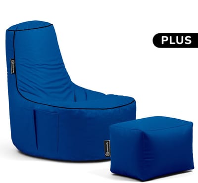 Casacomfy – Gamer Plus – Complete Zitzak met Voetenbankje – Blauw – Waterbestendig – Binnen & Buiten – Volwassenen & Kinderen