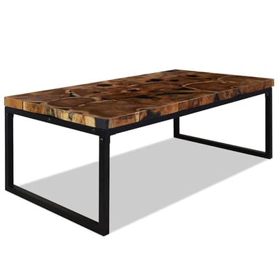 vidaXL - Salontafel - 110x60x40 - cm - teakhout - en - hars