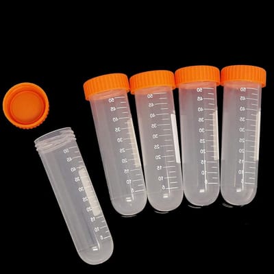 Centrifugebuisjes Kunststof - Laboratoriumbuisjes PP - Monsters Opslaan - Ronde Bodem - 50 ml 10 stuks - Oranje deksel