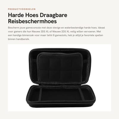 Dailygoods- Reisbeschermhoes Waterbestendig - Harde Hoes - Draagbaar - Binnenzak voor 8 Gameslots - Compatibel met Nieuwe 3DS XL/2DS XL - Schokbestendig - Gameconsolehoes
