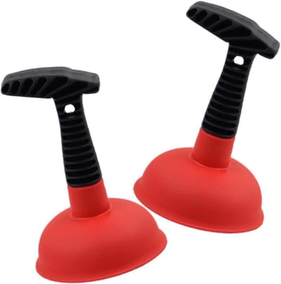 Ontstoppingstool Voor Afvoeren - Gootsteenontstopper Plunjer - Verstopping Verhelpen - Met Handvat - 2 Stuks - Rood