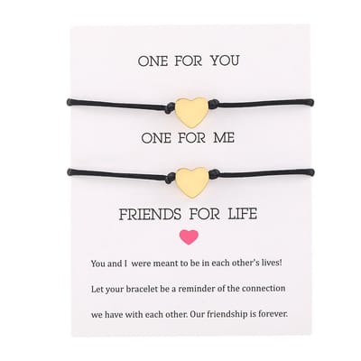 Manks Collections ® Zwarte Armband, Pinky promise armband - vriendinnen armband - cadeau voor een vriendin - Goud armband met hartjes hangertje - Armband 30 cm