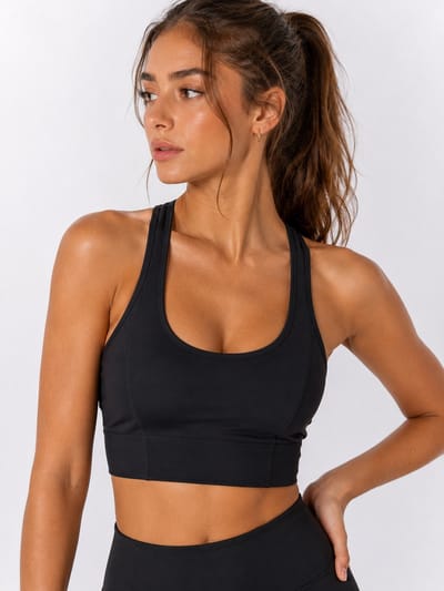 SparkNine Style Sport-BH - met gekruiste rugbandjes - M - zwart - zacht - ademend - stijlvol