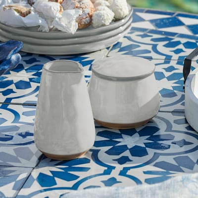 LOBERON Suikerpotje en melkkannetje Biarré wit