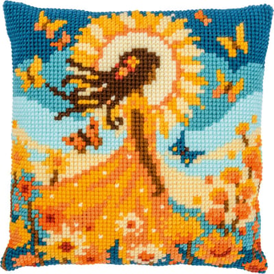 Vervaco - Kruissteekkussen kit - Meisje met de zon - PN-0212141 - Borduren - Borduurpakket - Borduurpakket volwassenen - Borduurpakket kind