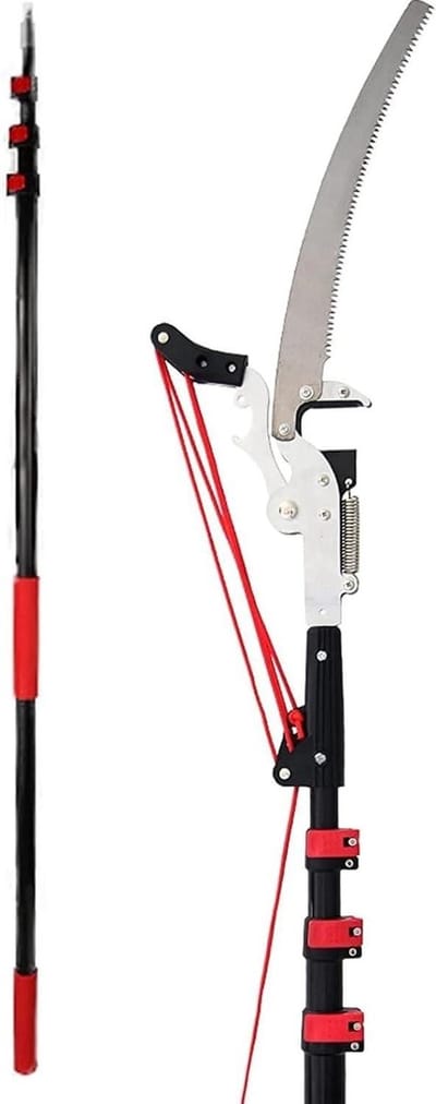 Telescopische Snoeizaag - Uitschuifbare Takkenzaag - Hoge Bomen Snoeien - Comfortabele Grip - 5.5 Meter - Grijs