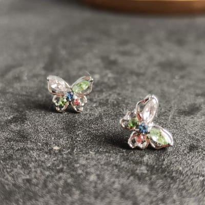 Gading® dames vlinder oorknoppen zirkonia- 10mm-10mm-zilver