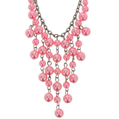 Behave - Roze parelketting met hanger - Nikkelvrij - Modeketting 40 cm