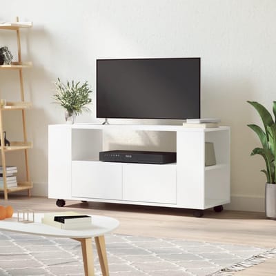 Tv-meubel - Mediabuffet Dressoir - Opbergen Entertainment - Met Wielen - 102x345x43 cm - Wit