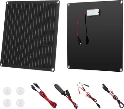 20W 12V Zonnepaneeloplader, Druppelaccu-Onderhouder met Geïntegreerde Slimme Controller en 3 Verbindingskabels, Ip67 Waterdicht Ontwerp voor Auto's, Campers, Motorfietsen, Boten, Bestelwagens en Campers