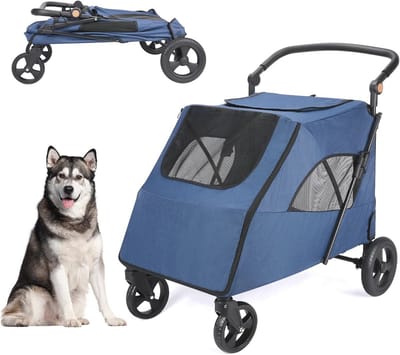 Opvouwbare hondenwagen voor grote honden met dubbele capaciteit - mobiel en veilig