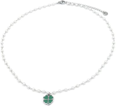 Ketting met Klaver - RVS - Lengte 39-44 cm - Zilverkleurig