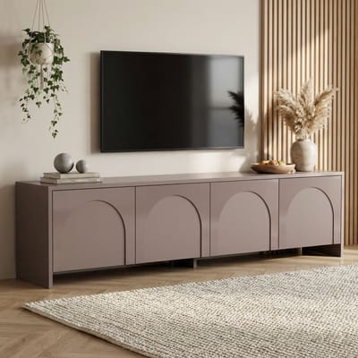 Asir - TV-standaard - Wit - Frame: 100% gemelamineerd spaanplaat - 43 x 188 x 13 cm