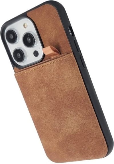 Casemania - iPhone 16 Pro - Backcover - Pasjeshouder - Suede - Bruin
