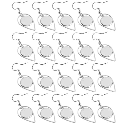 20 stuks Oorbel Rohlingen Lunetten Draadhaak Bakje met Waterdruppel Hanger Sieraden Maken DIY Handwerk 12mm white