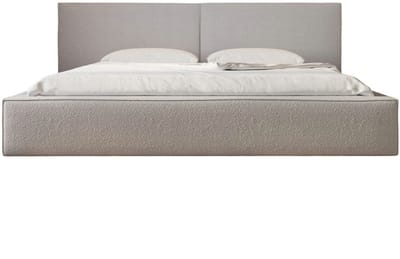Bed 06 - Gestoffeerd tweepersoonsbed met bouclé overtrek - 140x200 cm - Elegant en comfortabel - Lichtgrijs (Anthology 15)
