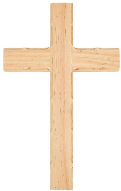 Dailygoods- Muur Kruis Natuurlijke Houtkleur - Wanddecoratie Hout Natuurlijk - Decoratie Kerk - Minimalistisch Design - 15x25 cm - Rustieke Charme