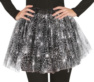 Fiestas Guirca - Dames tutu spinnen zwart/ zilver - 40 cm - Carnavalskleding - Carnaval - carnavalskleding 2027 - Carnaval kostuum