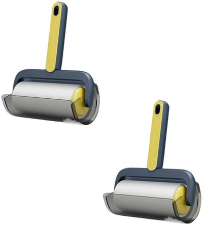 2-stuks Pluizenverwijderaar met afscheurmechanisme - Roller pluizenverwijderaar - Roller sterke dierenhaarverwijderaar - 55 scheuren - Geschikt voor het verwijderen van dierenhaar, banken, kleding, tapijten, beddengoed - Blauw en geel