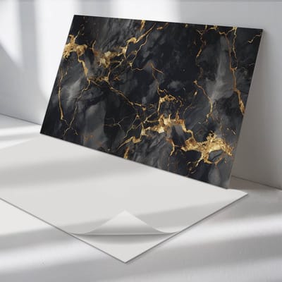 Wallfluent Vinyl Wandpaneel - Elegant marmerpatroon PVC Muurpaneel - 120 cm x 60 cm - Zwart PVC wandpaneel - 1 stuk - Rechthoekig Wandbekleding Vinyl - Texturen Wandpaneel - Zelfklevende Wandbekleding - Wandpaneel Keuken en Badkamer