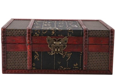 JHUBERS- Opbergdoos Klein - Vintage Houten Sieraden Organizer - Decoratieve Schatkist - Milieuvriendelijk Hout - Chinese Stijl - 23 x 16 x 9,8 cm - Sieradenbox